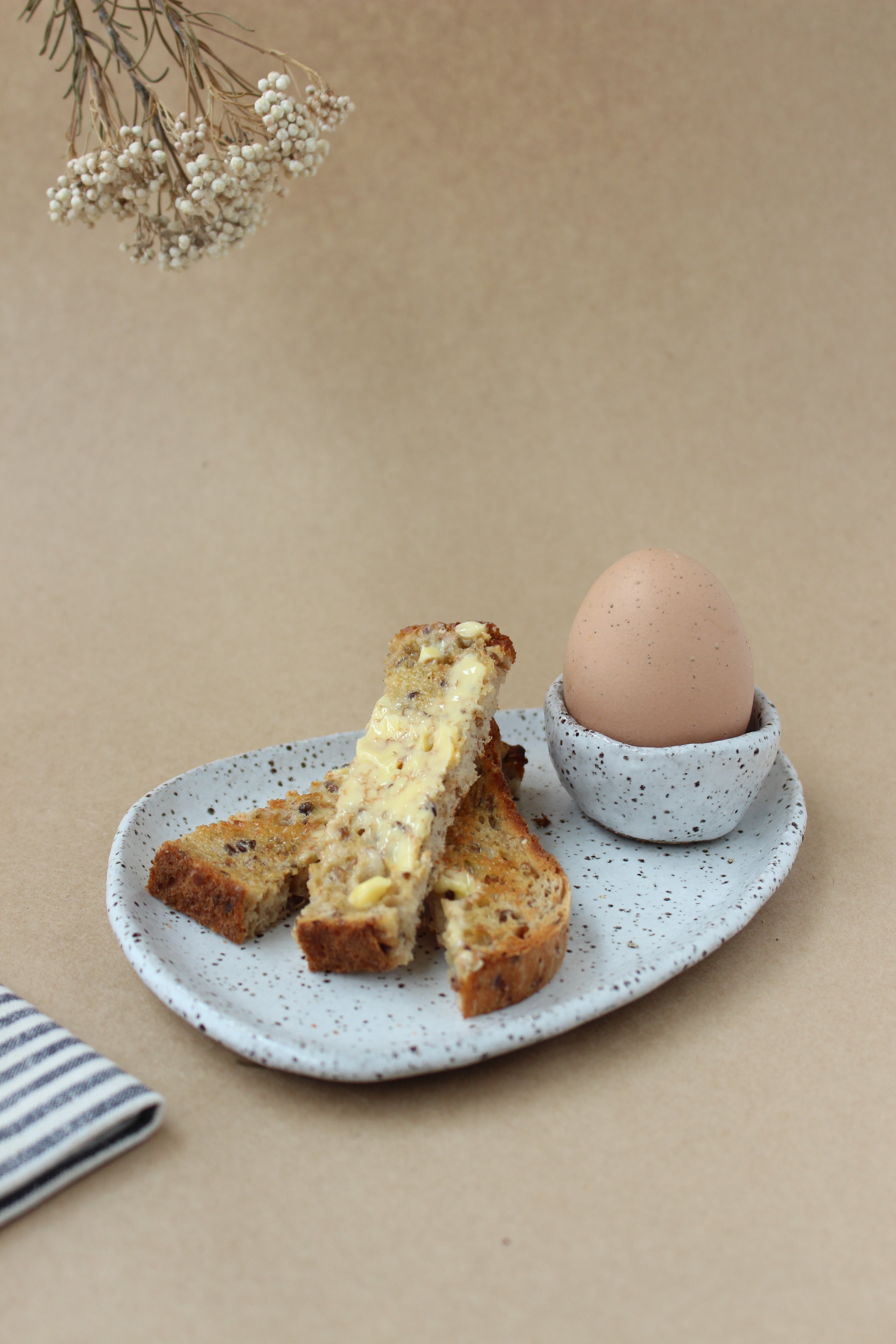 Egg and Soldiers Set - Speckle White